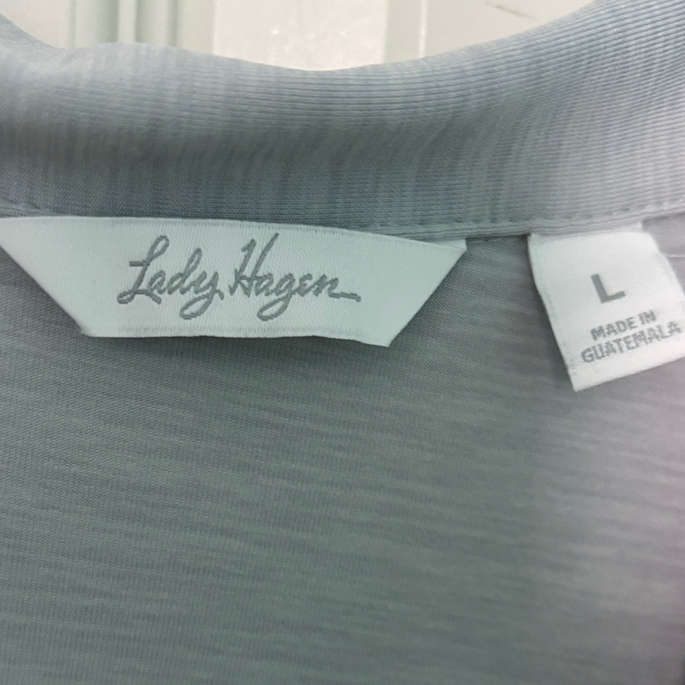 Lady Hagan Light Gray Sleeveless V-Neck Polo Shirt Size Large - Picture 2 of 4